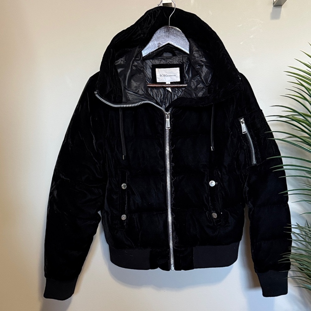 BCBGeneration Black Velvety Quilted Jacket